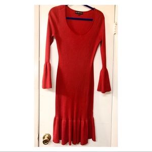 Ribbed Red Sweater Dress